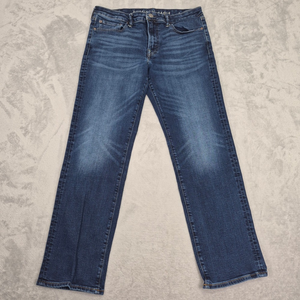American Eagle 33x32 (34x30) Men's Airflex+ Straight Jeans Dark Wash Stretch